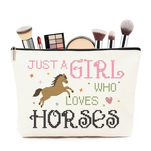 Image of Horse Gifts for Girls Women Makeup Bag Horse Lovers Cosmetics Bag Travel Pouch Horses Pencil Case Equestrian Lover Toiletry Bags Horses Themed Inspirational Gifts for Friend Birthday Present