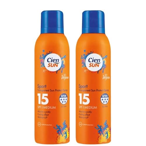 Image of Sun Sport Transparent Sun Protection Spray SPF 15 – Lightweight Vegan Sunscreen Mist, Water Resistant UVA UVB Protection, (Pack of 2 x 200ml Each)