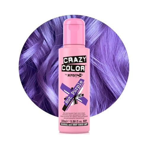 Image of Crazy Color Vibrant Hot Purple Semi-Permanent Hair Dye. Highly Pigmented Royal Purple Conditioning & Oil Nourishing Vegan Formula | No Bleach or Ammonia | 100ml