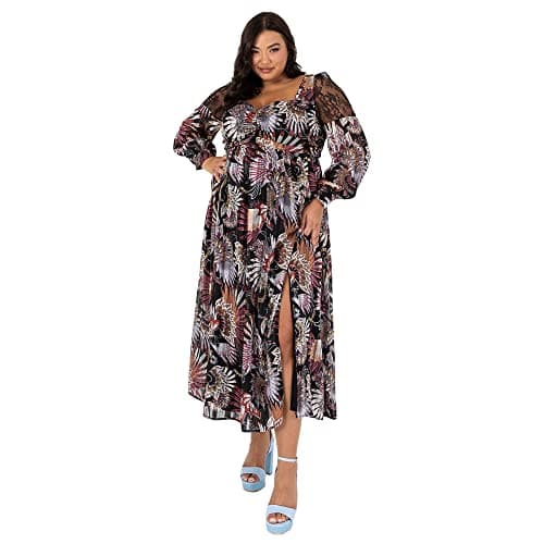 Image of Lovedrobe Womens Plus Size Midaxi Dress Curve Long Black Size 20