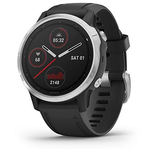 Image of Garmin Fenix 6S, Premium Multisport GPS Watch, Smaller-Sized, Heat and Altitude Adjusted V02 Max, Pulse Ox Sensors and Training Load Focus, Silver with Black Band