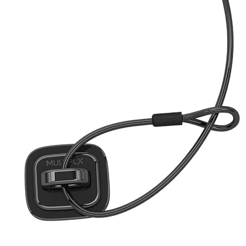 Image of Security Fix Point Keyed or Combination Cable Locks | Adhesive Sticker and Screws included | Polished Jet Black Finish | Desk Mount Accessory for Cable Locks |