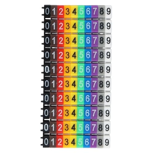 Image of Wire Numbering Marker Plastic, Snap-on Design Cable Marker Tubes, 0~9 Digital Number Tube Wire Number Label Tube, Cables Numbering Kit for Marking The Color-Coded Cable (100Pcs, 2.5mm²)