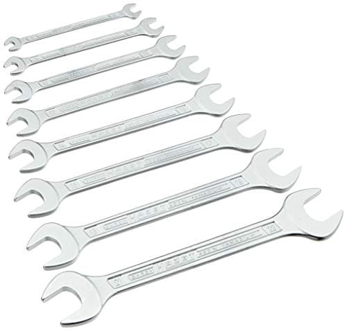 Image of HAZET 450N/8RS Hexagon Profile Double Open-End Wrench Set - Chrome-Plated