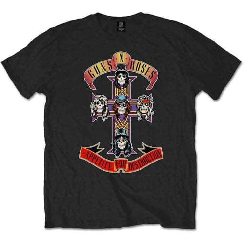 Image of Guns N' Roses - Appetite For Destruction T-Shirt for Boys/Girls, Black/White, 3-4 Years