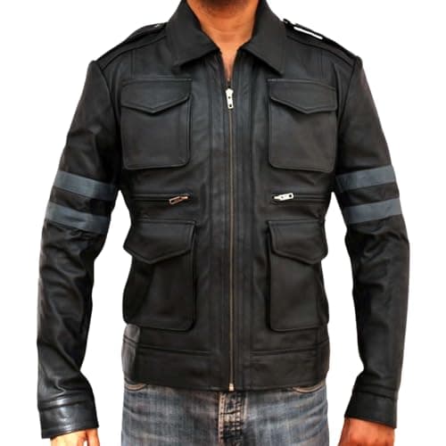 Image of Luxhyde Men’Black Resident Leather Evil Jacket - Kennedy RE6 Leon Motorcycle Leather Jacket For Men (UK, Alpha, M, Regular, Regular)