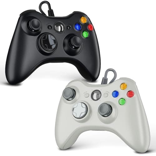 Image of Zamia 2 Pack Wired Controller for Xbox 360, Compatible with xbox 360/PC Windows 10/8/7, with Upgraded Joystick, Double Vibration, 2.5mm headphone Jack