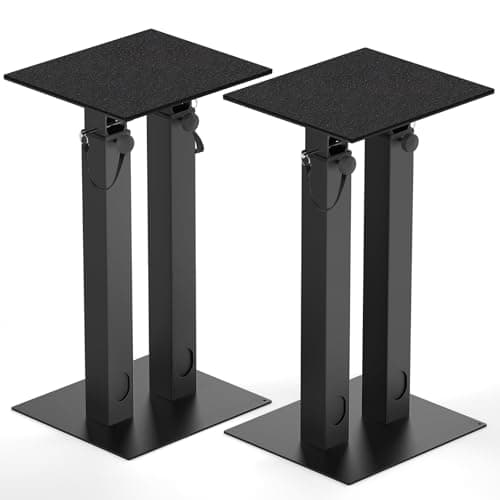 Image of Height Adjustable Speaker Stands with Cable Management, Set of 2 Floor Speaker Stand with Non-Slip EVA Mats, Double Tubes Speaker Stand Holds Satellite Speakers & Bookshelf Speakers up to 10KG