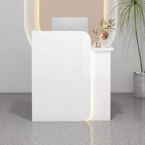 Image of Modern Retail Reception Desk Counter with Drawers for Store Hotel and Supermarket (White)