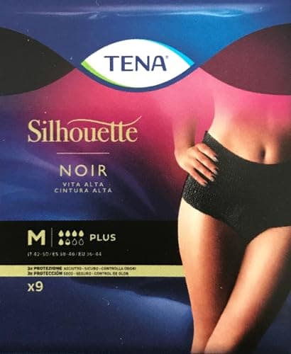 Image of TENA Silhouette Plus Noir x9 - Underwear for Incontinence and Abundant Urine Loss - Comfortable and Breathable Design - 9 Disposable Panties - Black