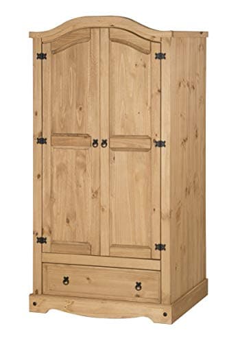 Image of Mercers Furniture Corona 2 Door 1 Drawer Wardrobe Double Robe Solid Wood Mexican Pine Wooden Bedroom Storage