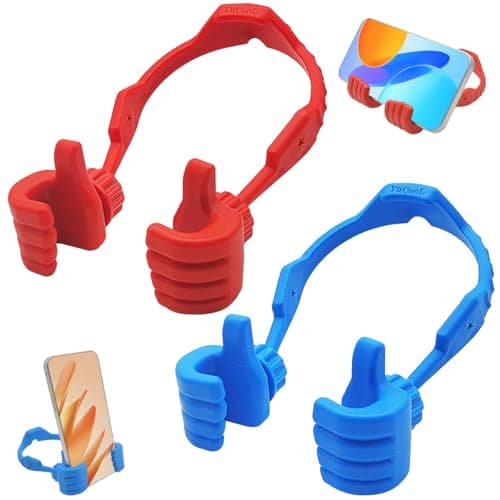 Image of YuCool 2 Pack Thumb Up Lazy Phone Stand Gifts for Christmas, Adjustable Cell Phone Holder for Desk,Cellphone Holder Smartphone Stand Holder for Christmas Kids Men Women Wife-blue+red