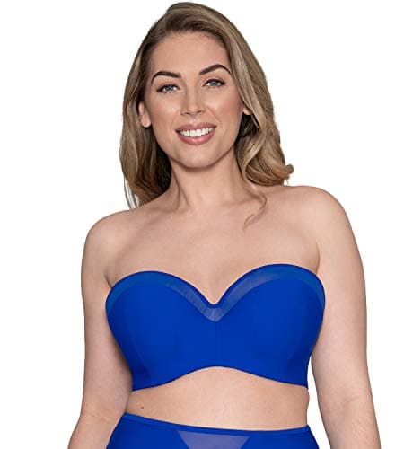 Image of Curvy Kate Women's Sheer Class Bandeau Bikini, Cobalt, 32FF