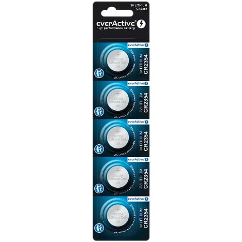 Image of everActive CR2354, 3 V, lithium button cell batteries, most powerful battery, 10 year shelf life, pack of 5, 1 blister card