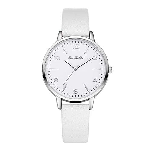 Image of Leather With Strap Quartz Fashion Gift Watch Watch Minimalist Women's Dial Sleek Women's Watch Nice Watch (White, One Size)