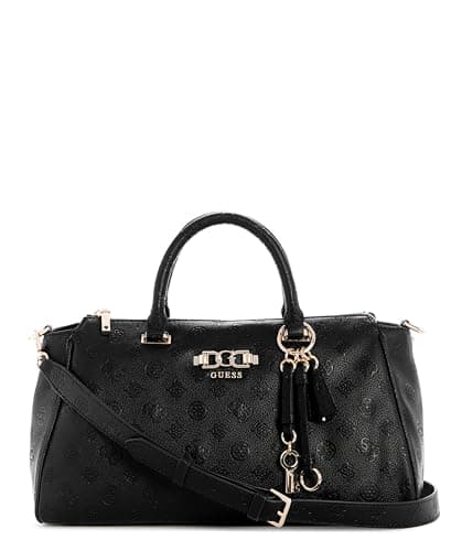 Image of GUESS handbag cross body bag Anise Box Satchel Black Logo