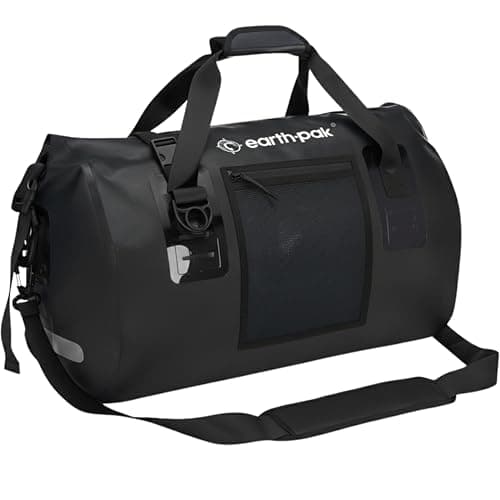 Image of Earth Pak Waterproof Duffel Bag - Perfect for Any Kind of Travel, Lightweight, Large Storage Space, Durable Straps and Handles, Heavy Duty Material to Keep Your Gear Safe, Black, 50L