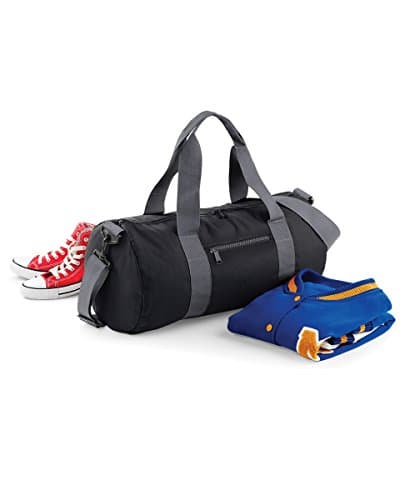 Image of Bagbase Varsity Barrel Bag Colour=Black/Grey Size=O/S(Size: Amazon)