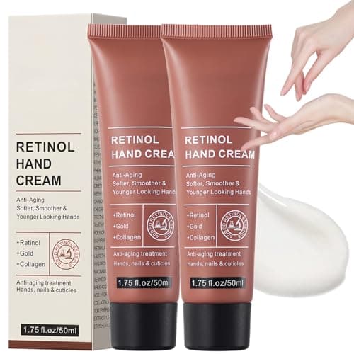 Image of 2 PCS Retinol Anti-Aging Hand Cream,Deep Moisturiser & Hand Repair Cream for Dry Hands,Mineral Hand Moisturizer with Retinol,Firming Ha/nd and Nail Cream with Cuticle Care,Anti Wrinkle& Skin Repair