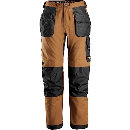 Image of Snickers 6224 Allround Work Canvas Stretch Fit Work Trousers Holster Pockets Brown / Black 36" 32"