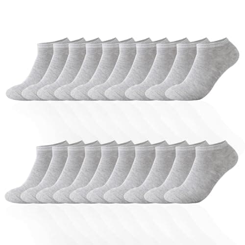 Image of JEKUGOT 10 Pairs Men’s Trainer Socks, No-Show Ankle Socks, Breathable Cotton Low-Cut for Summer Sports, Size 6-10, Grey