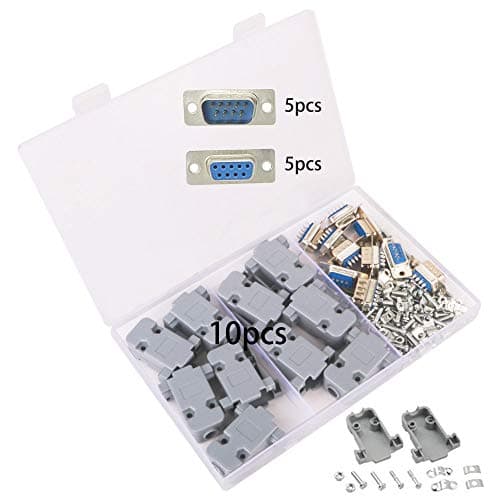 Image of GTIWUNG DB9 Solder Connectors, RS232 Parallel Serial Port 9 Pin D Sub Male/Female Adapter, DB9 Plastic Shell Cover