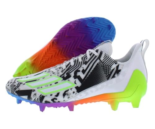 Image of adidas Men's Adizero 2 Football Cleats, White/Solar Green/Black, 9 UK