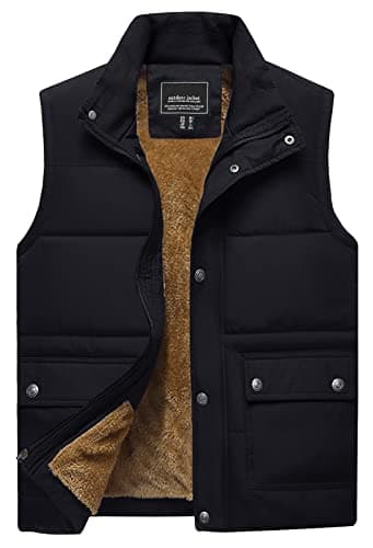 Image of TACVASEN Body Warmers for Man Fleece Lined Outerwear Gilets Winter Warm Sleeveless Jacket Windproof Quilted Gillette Body Warmer Black, 3XL