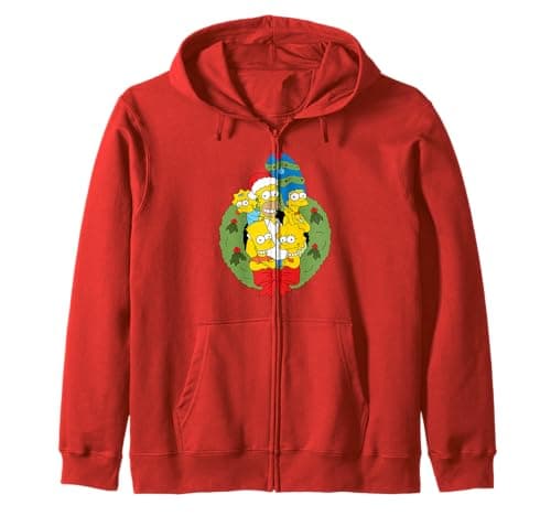 Image of The Simpsons Holiday Family Christmas Wreath Zip Hoodie