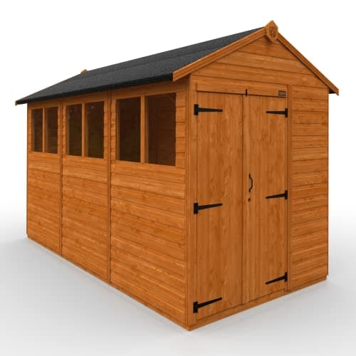 Image of TigerFlex Shiplap Apex Double Door Windows Wooden Garden Shed 12 x 6 ft