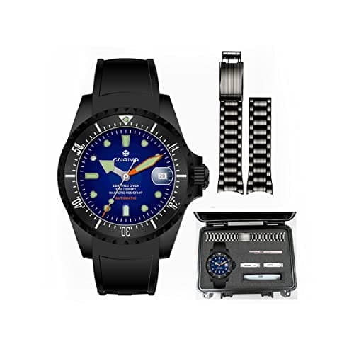 Image of ENRIVA Men's Automatic Pro Dive Mens Watch Rotating Ceramic Bezel Diving Watches Self-Wind Professional Diver Watches for Men, Blue dial with tooling box (Ceramic Bezel), 45.0x54.0mm, Diving Watch
