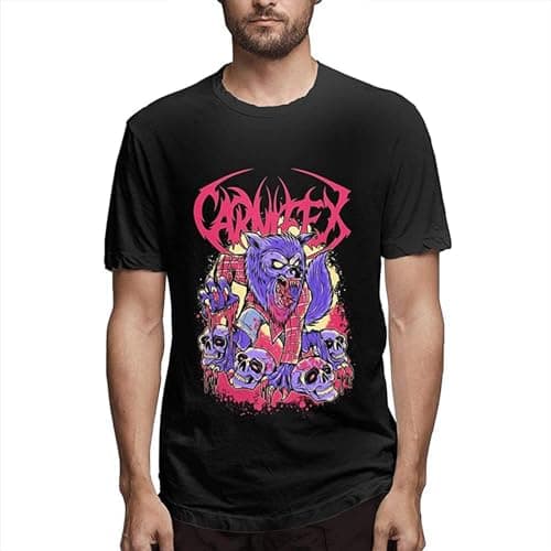 Image of paosijie Carnifex T Shirt for Men's Fashion Cotton Sweat Absorbent Comfortable Black Adult Round Neck Short Sleeve Tee Top Black L
