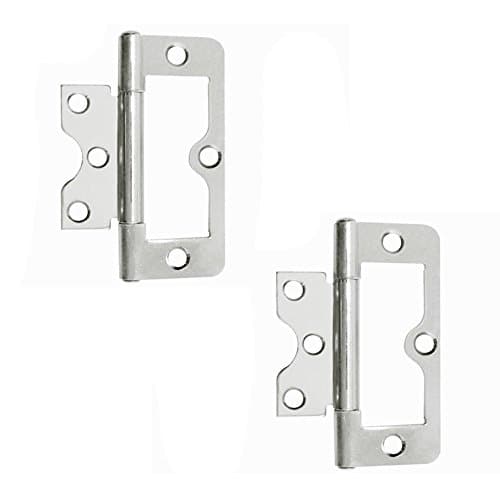 Image of Pair of Flush Hurl Door Hinges in Brass or Zinc 50mm / 75mm Zinc Plated 75mm (3")