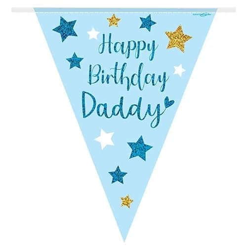 Image of Daddy Party Bunting Flag Hero Happy Birthday Party Banner Flag Bunting Daddie's Birthday