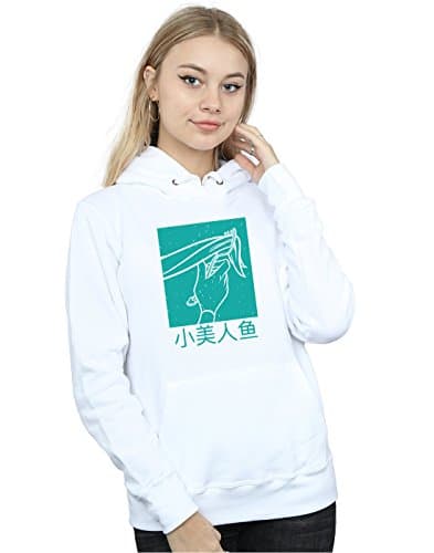 Image of Disney Princess Women's Ariel The Little Mermaid Hair Stroke Hoodie White Small