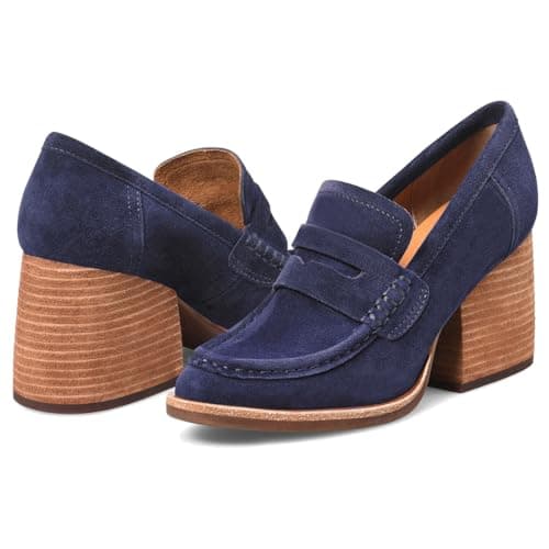 Image of MOOMMO Women's Chunky Platform Loafers Pumps Round Closed Toe Slip On Penny Loafers Suede Block High Heels Oxford Shoes Formal Classic Thick Heel Dress Loafer Office Ladies Vintage Comfort 4-11 M US