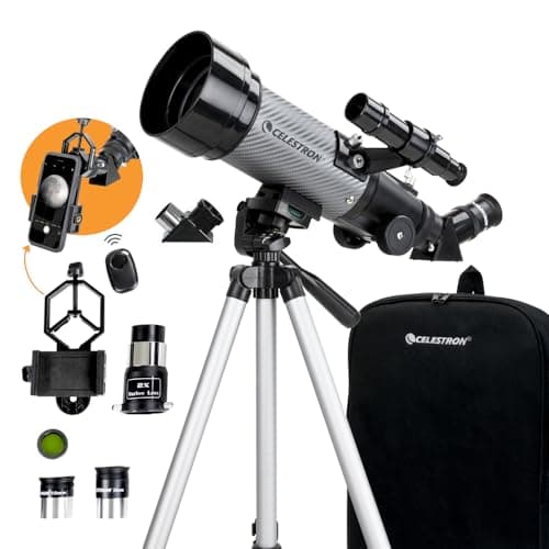 Image of Celestron 22035 Travel Scope DX 70mm Portable Refractor Telescope with Fully-Coated Glass Optics, Backpack, Astronomy Software Package, and Digiscoping Smartphone Adapter