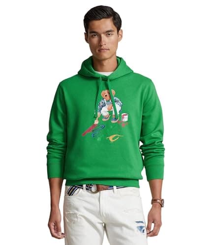 Image of POLO RALPH LAUREN mens Polo Bear Fleece HoodieSweatshirt, Cr23 Preppy Green Paint Bear, M