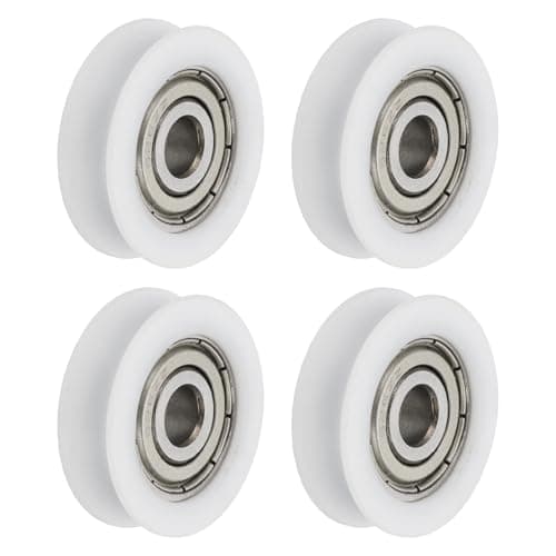 Image of sourcing map U Groove Ball Bearing Roller, 6 x 26 x 8mm Nylon Pulley Guide Wheel Stainless Steel Track Wheel Heavy Duty Replacement for Slide Door Window Mechanical Equipment, White Pack of 4