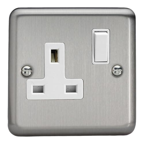 Image of Varilight - 1 Gang 13 Amp Single Switched Socket Matt Chrome - XS4W