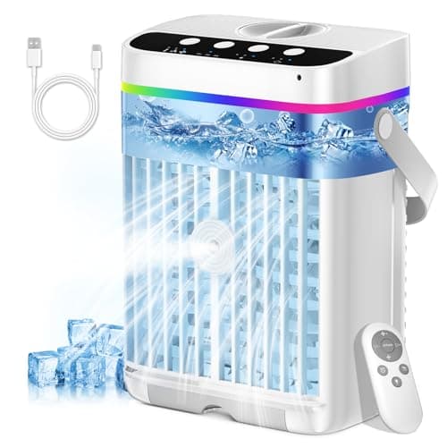 Image of Portable Air Conditioner 1250ML, 4 In1 Mini Desktop AC Unit for Bedroom, Small Evaporative Air Cooler with 3 Speeds & Cool Mist, LED Light, 1-3 H Timer, Quiet Personal Air Coolers for Dorm Office