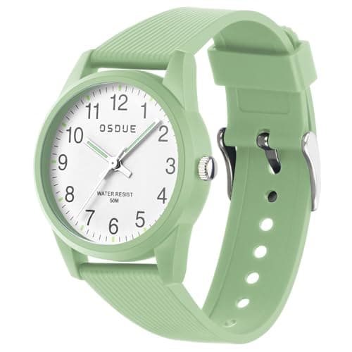 Image of OSDUE Kids Watches, Kids Watch for Boys Girls 50M Waterproof, Children Analogue Quartz Watch, Learning Time Easy to Read, Soft Band Wrist for Sport Outdoor, Kid Gifts, Christmas Gifts-Green