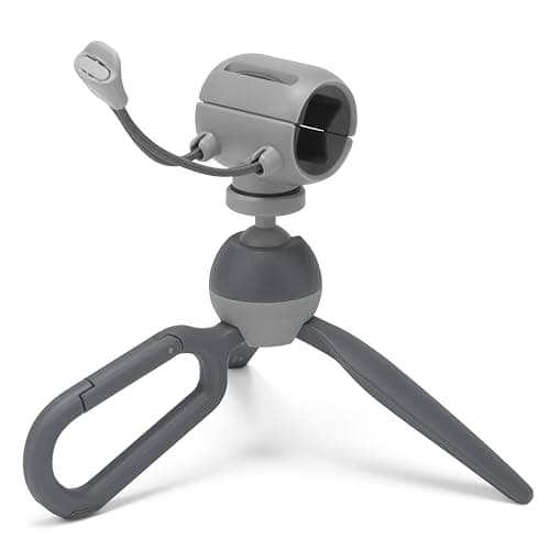 Image of JOBY HandyPod Clip Mini Tripod with Carabiner and Phone Clamp for Smartphone, compatible with iPhone, Galaxy, Pixel Phones, Compact Camera SONY ZV-1 II Gray Color (JB01839-BWW)