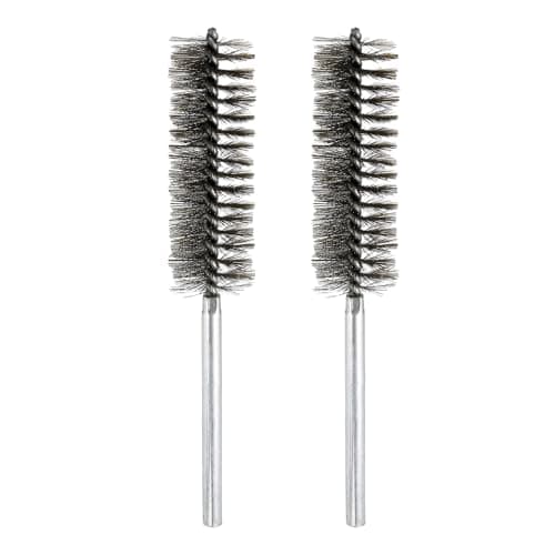 Image of sourcing map 2pcs Wire Bore Brush Set 8 Inch Length 1.3 Inch Shank Stainless Steel Bristles Cleaning Brush for Clean Car Part Tube Kitchen Garage