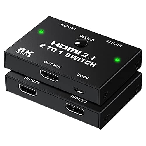 Image of HDMI Switch 8K - Tendak 2 Port HDMI 2.1 Switch 2 to 1 Switcher Supports 8K@60Hz 4K@120Hz 3D HDR for PS5 PS4 Pro Xbox One X Blue-ray Player HDTV