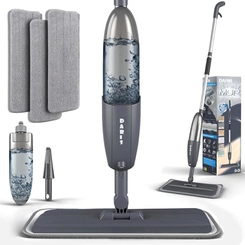 Image of Microfibre Spray Mops for Floors Cleaning, 360 Degree Rotating Floor Mop Flat Dry Wet Mop with Spray Funcation, with 3 Washable Replacement Pads & 1 Bottle 360ML for Home Kitchen Cleaning