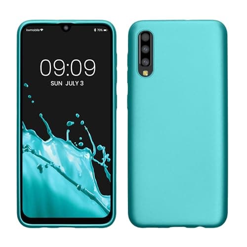 Image of kwmobile Case for Samsung Galaxy A50 Case - Soft Slim Metallic TPU Silicone Cover - Metallic Mint Green