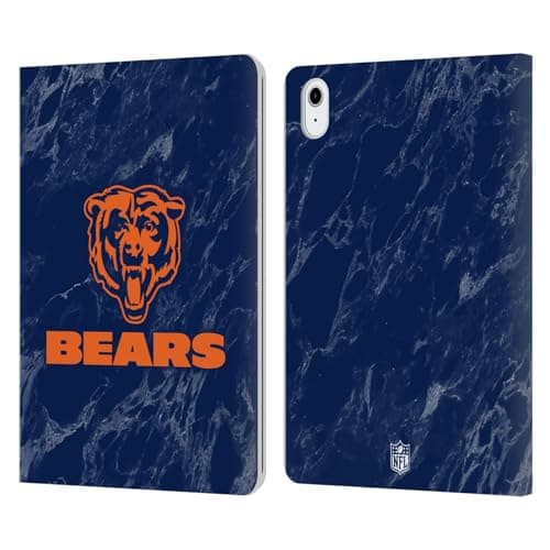 Image of Head Case Designs Officially Licensed NFL Coloured Marble Chicago Bears Graphics Leather Wallet Case Compatible With Apple iPad Air 11 2020/2022/2024/2025