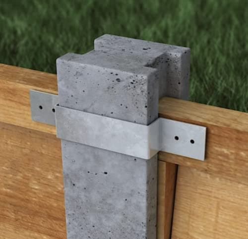 Image of [FIXINGS DIRECT®] (10 Pack) Ultimate 4Inch Fence Post Security Brackets (for 100mm/4 Posts) Concrete Or Wood (Check Sizing Before Ordering) Anti Rattle Post Clips, Galvanised Anti Corrosion