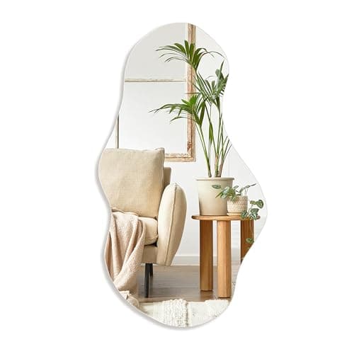 Image of PERFNIQUE Irregular Wall Mirror Asymmetrical Mirror, 109x60cm Decorative Modern Mirrors for Bathroom Bedroom Living Room Entryway, Cloud Frameless Mirrors, Wall Mounted (109x60cm, Cloud)